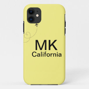 Funda Para iPhone 11 Simple monograma mínimo añadir texto viajar avión 