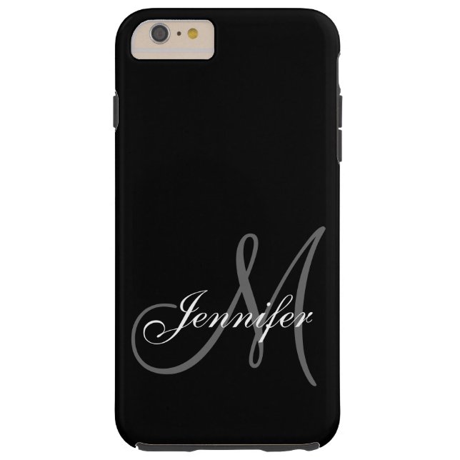 FUNDA DE Case-Mate PARA iPhone SIMPLE, NEGRO, GRITA TU MONOGRAMA TU NOMBRE (Reverso)