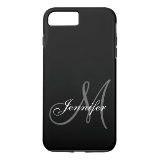 FUNDA PARA iPhone 8 PLUS/7 PLUS SIMPLE, NEGRO, GRITA TU MONOGRAMA TU NOMBRE
