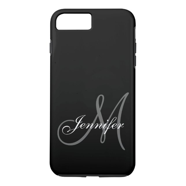 FUNDA DE Case-Mate PARA iPhone SIMPLE, NEGRO, GRITA TU MONOGRAMA TU NOMBRE (Reverso)