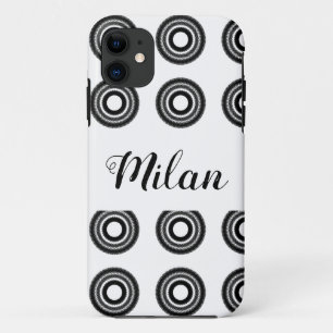 Funda Para iPhone 11 simple personalizado BLACK mandala monograma añada