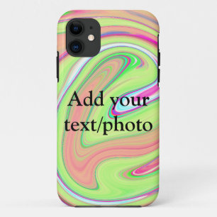 Funda Para iPhone 11 Simple verde naranja acuarela agregue su texto nom