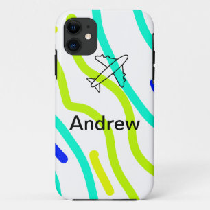 Funda Para iPhone 11 Simple viaje en avión minimalista añade tu nombre
