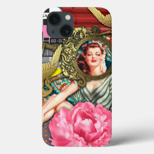 Funda Para iPhone 13 Sin Señal - Collage Digital de Dama Traviesa