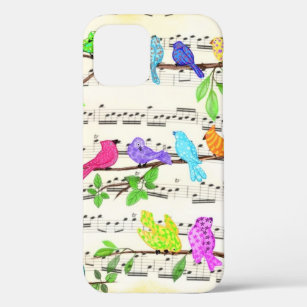 Funda Para iPhone 12 Sinfonía de pájaros musicales alegres y coloridas 