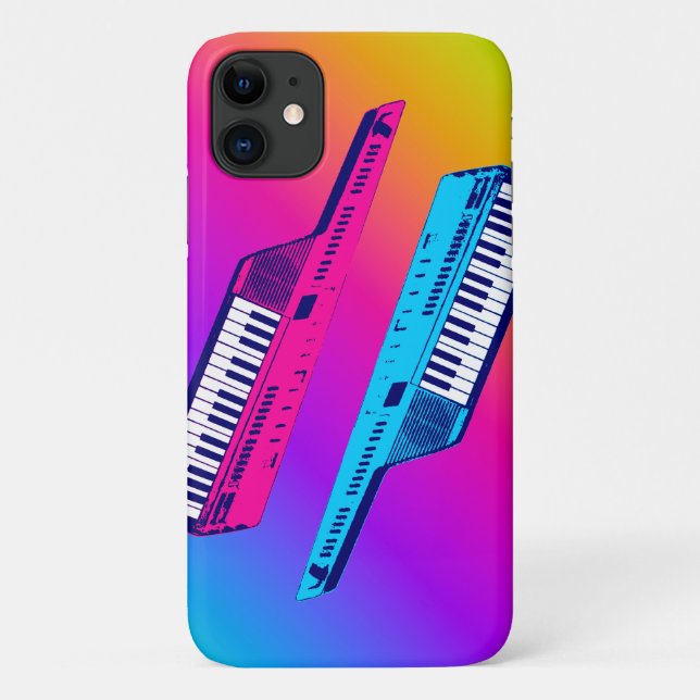 FUNDA DE Case-Mate PARA iPhone SINTESIZADORES DE TECLADORES DE RETROWAVE (Reverso)