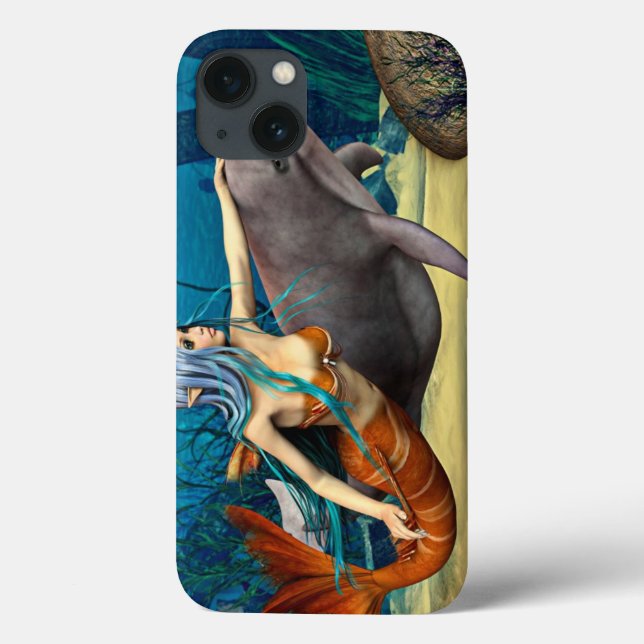 Funda De Case-Mate Para iPhone Sirena con delfín (Reverso)
