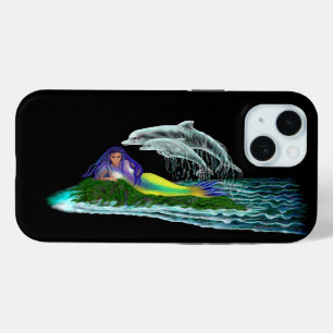 Funda Para iPhone 15 Sirena con delfines