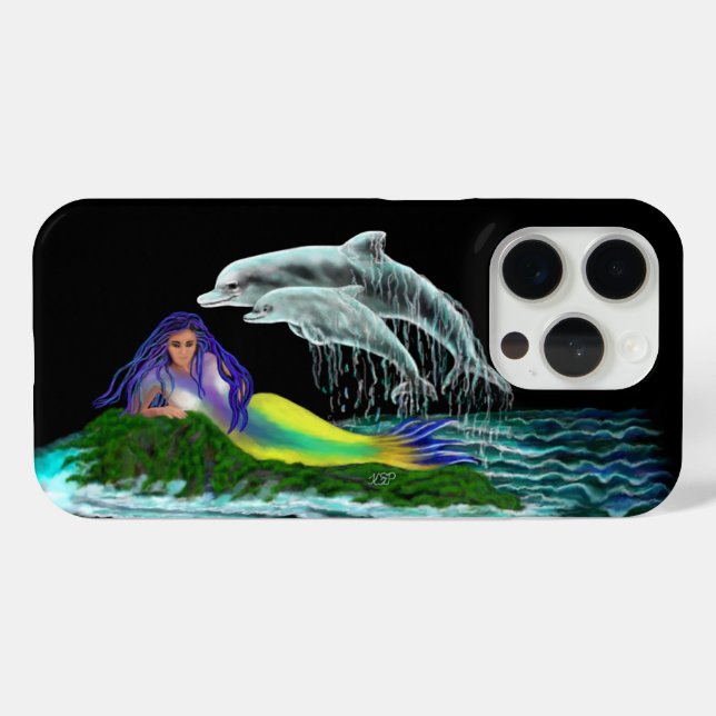 Funda De Case-Mate Para iPhone Sirena con delfines (Reverso Horizontal)