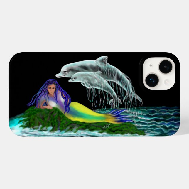 Funda De Case-Mate Para iPhone Sirena con delfines (Reverso  (Hotizontal))