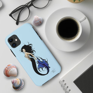 Funda Para iPhone 11 Sirena de Fantasía Elegante Sirena Azul Tribal