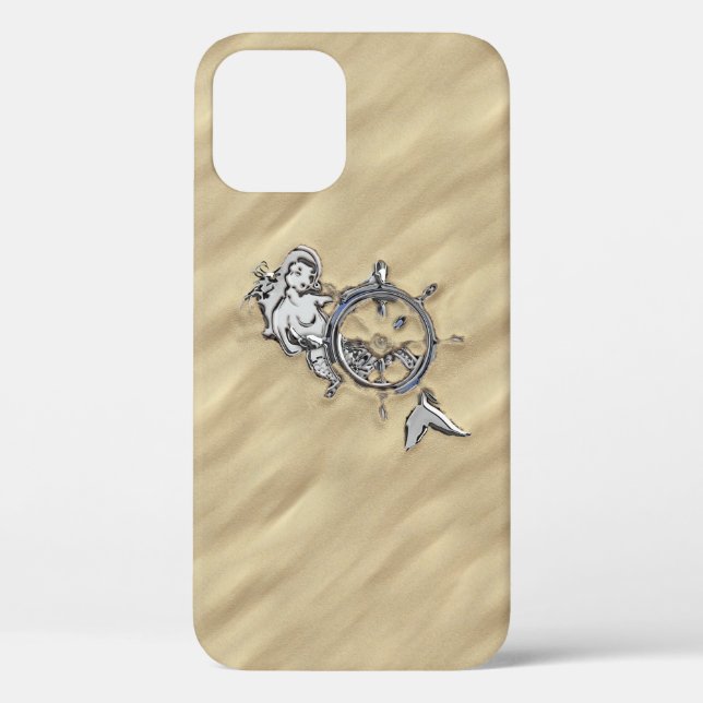 Funda De Case-Mate Para iPhone Sirena de plata en escena de arena (Reverso )