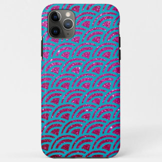Funda Para iPhone 11 Pro Max Sirena Hot Pink Faux Brillo Ombre