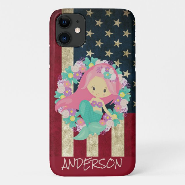 Funda De Case-Mate Para iPhone Sirena norteamericana personalizada (Reverso)