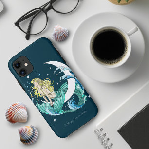Funda Para iPhone 11 Sirena Rubia Luna Creciente Arte Deco Fantasía