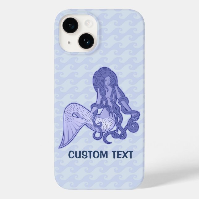 Funda De Case-Mate Para iPhone Sirena sentada azul (Reverso )