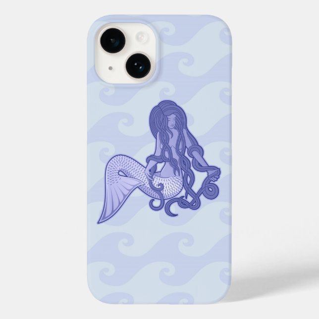 Funda De Case-Mate Para iPhone Sirena sentada azul (Reverso )