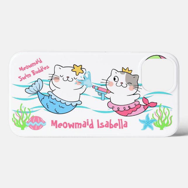 Funda De Case-Mate Para iPhone Sirenas De Meowmaids Cats De Sirena Swift Buddies (Reverso (Horizontal))