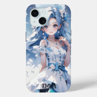 Sirenita con el pelo azul en un nombre personaliza