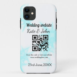 Funda Para iPhone 11 Sitio web de boda simple minimal QR código agregar