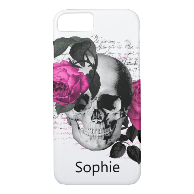 Funda De Case-Mate Para iPhone Skateboard Skull rosa moderno (Reverso)