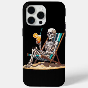 Funda Para iPhone 15 Pro Max Skeleton Beach Lounging Halloween