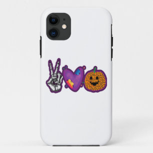 Funda Para iPhone 11 Skeleton Calabaza Paz Amor Halloween