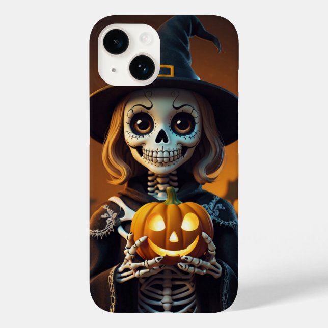 Funda De Case-Mate Para iPhone Skeleton con Tee de Halloween con calabaza (Reverso )