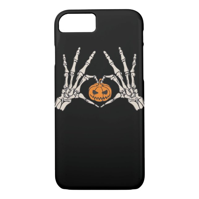 Funda De Case-Mate Para iPhone Skeleton Hand Heart And Pumpkin Funny Skull Hallow (Reverso)