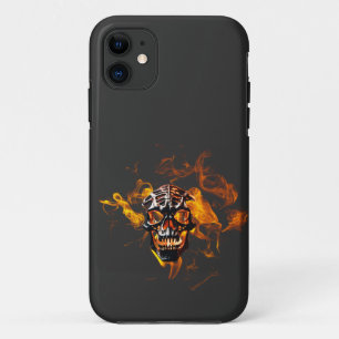 Funda Para iPhone 11 Skeleton Skeleton en llamas retro muerto
