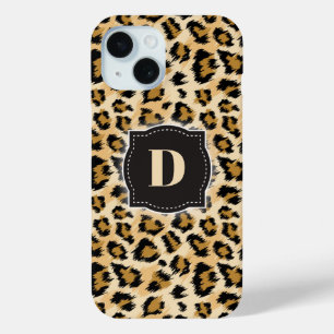 Funda Para iPhone 15 Sketchy Classic Leopard Pattern con Monograma Pers