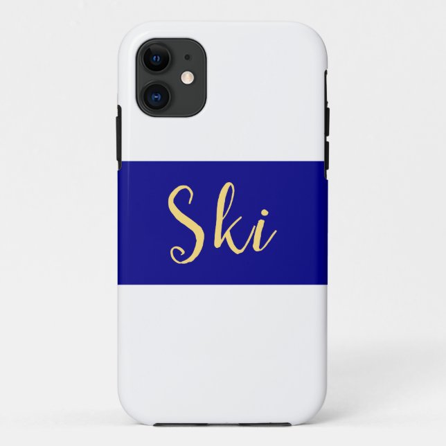 Funda De Case-Mate Para iPhone SKI Bandas blancas de invierno azul brillante real (Reverso)
