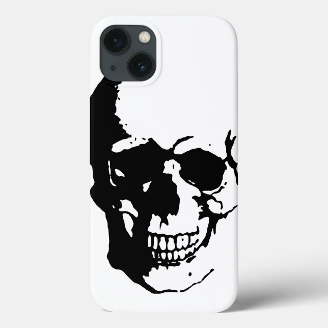 Funda De Case-Mate Para iPhone Skull - Arte Metalizado negro y blanco (Reverso)