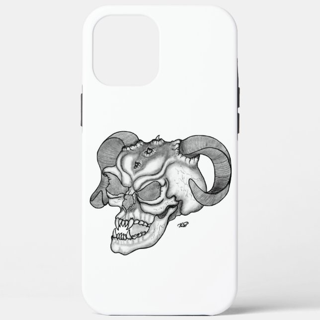 Funda De Case-Mate Para iPhone Skull Devil Head Black and White Design (Reverso )