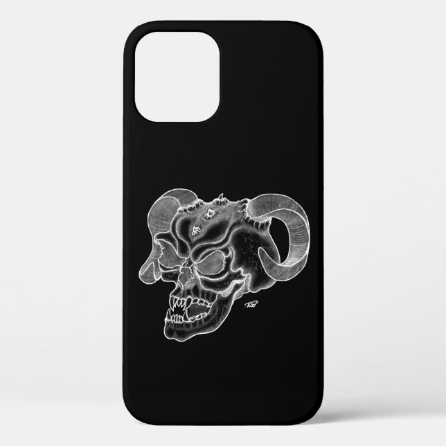 Funda De Case-Mate Para iPhone Skull Devil Head Black and White Design (Reverso )