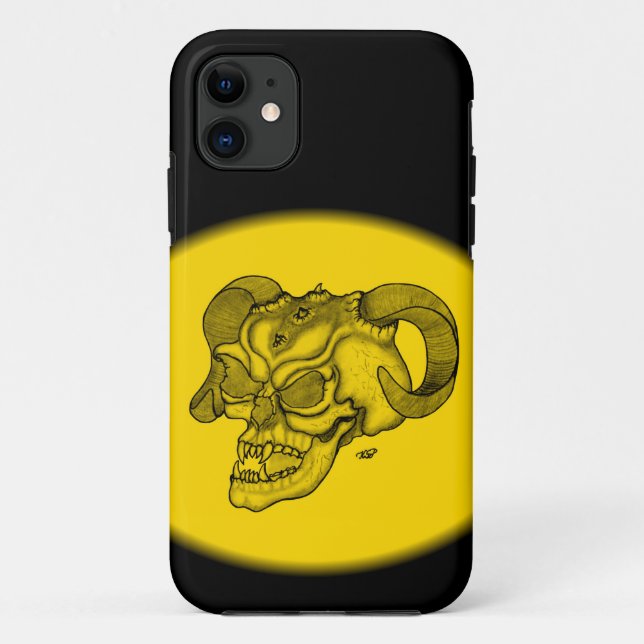 Funda De Case-Mate Para iPhone Skull Devil Head Black and Yellow Design (Reverso)