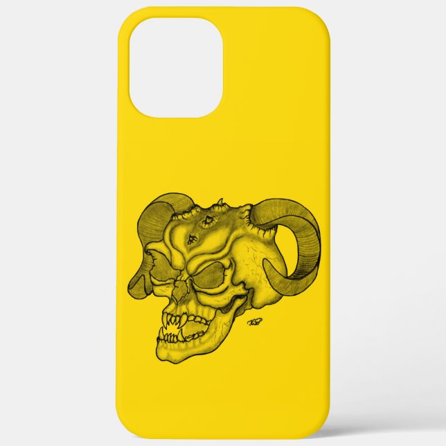 Funda De Case-Mate Para iPhone Skull Devil Head Black and Yellow Design (Reverso )