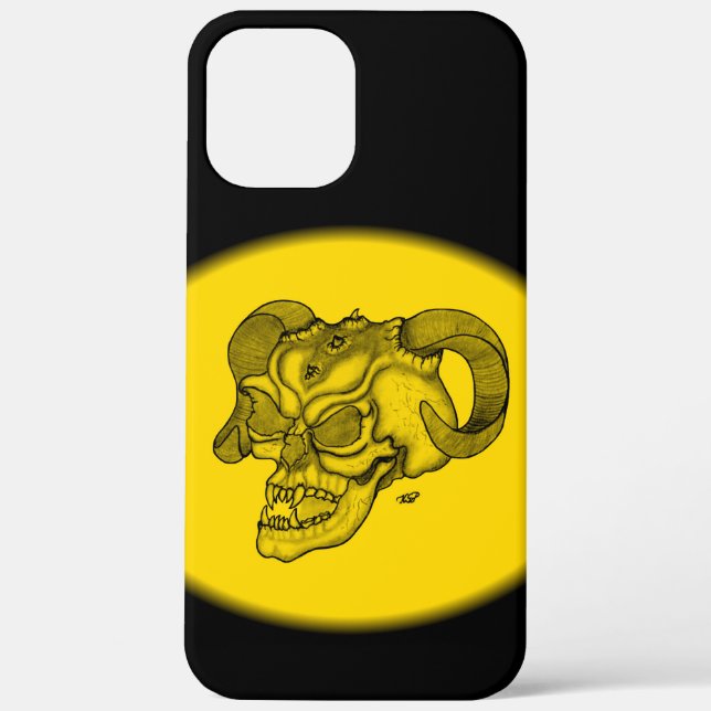 Funda De Case-Mate Para iPhone Skull Devil Head Black and Yellow Design (Reverso )