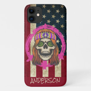 Funda Para iPhone 11 Skull hippy estadounidense personalizado