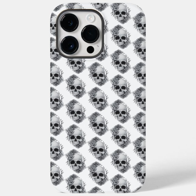 Funda De Case-Mate Para iPhone Skull y Rosas Sketch (Reverso )