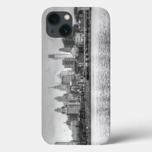 Funda Para iPhone 13 Skyline Filadelfia en blanco y negro