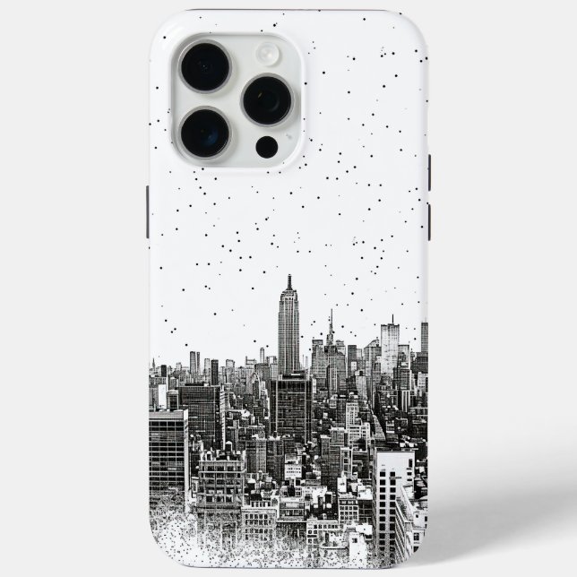 Funda De Case-Mate Para iPhone Skyline urbana monocromática (Reverso )