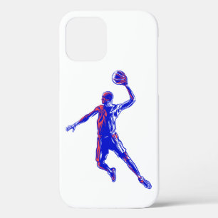 Funda Para iPhone 12 Slam Dunk, jugador de baloncesto, diseño rojo y az