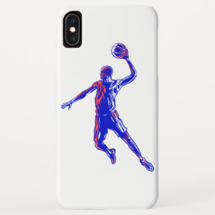 Funda Para iPhone XS Max Slam Dunk, jugador de baloncesto, diseño rojo y az