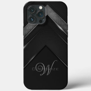 Funda Para iPhone 13 Pro Max Sleek Monogramed Black Chevron