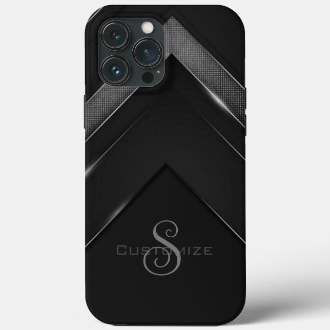 Funda De Case-Mate Para iPhone Sleek Monogramed Black Chevron (Reverso )