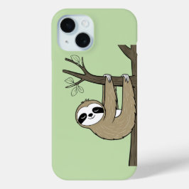 Funda Para iPhone 15 Sleepy Sloth en la rama - Relajante verde