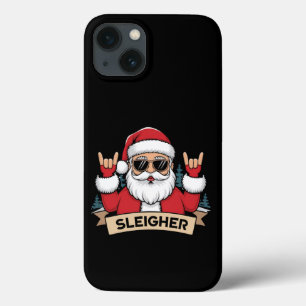 Funda Para iPhone 13 Sleigher de Navidad Santa Rock Navideño Rocker 