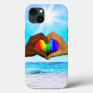 Funda Para iPhone 13 SlipperyJoe gradiente de corazón de arcoíris vívid