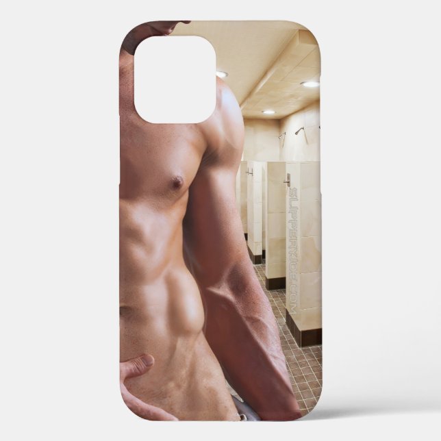 Funda De Case-Mate Para iPhone SlipperyJoe hombre muscular sin camisa 6pack abs f (Reverso )